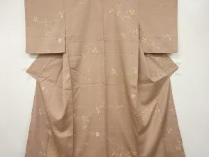 アンティーク 枝花模様手織り紬単衣着物